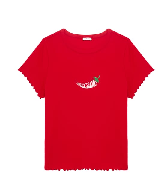 T-shirt crop top motif piment;