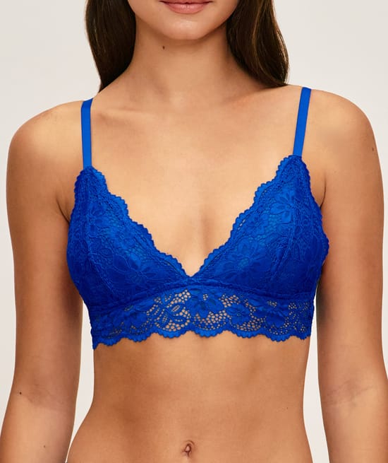 Lace floral push-up triangle bra;