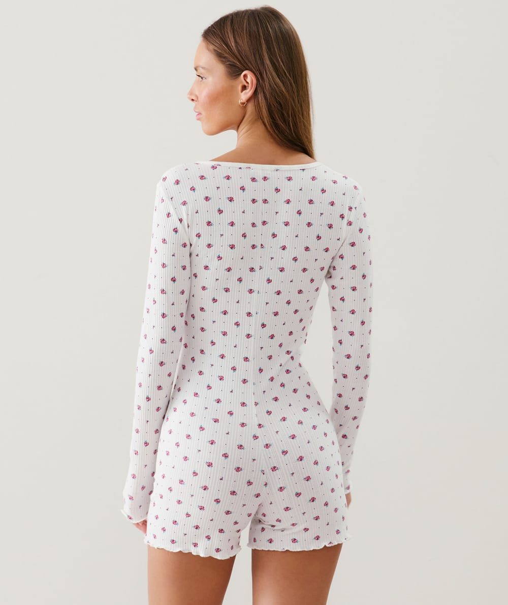 Floral print jersey jumpsuit;