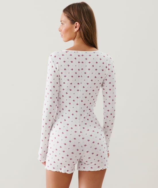 Floral print jersey jumpsuit;