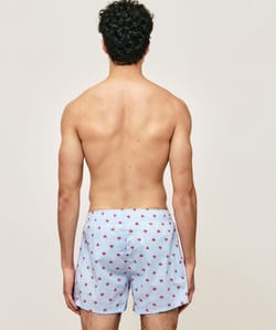 Cotton boxer shorts with stripes and hearts;