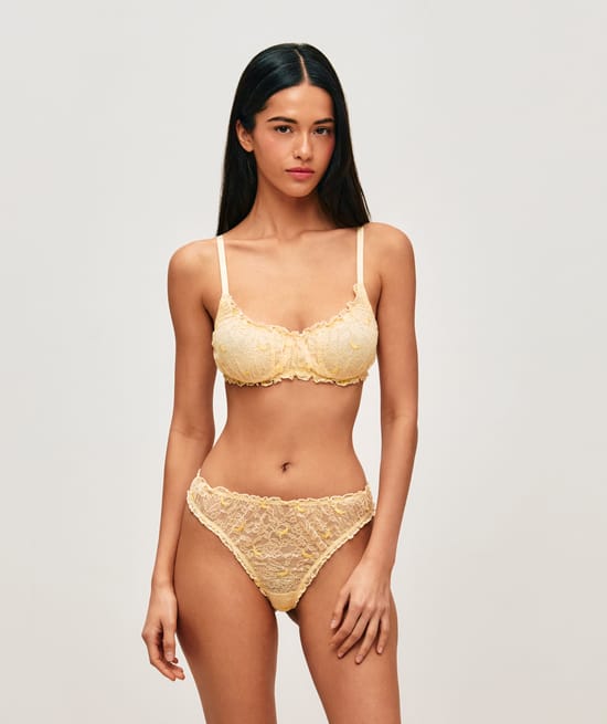Brassi&egrave;re corbeille en dentelle avec bananes brod&eacute;es;