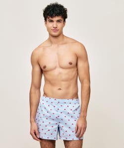 Cotton boxer shorts with stripes and hearts;
