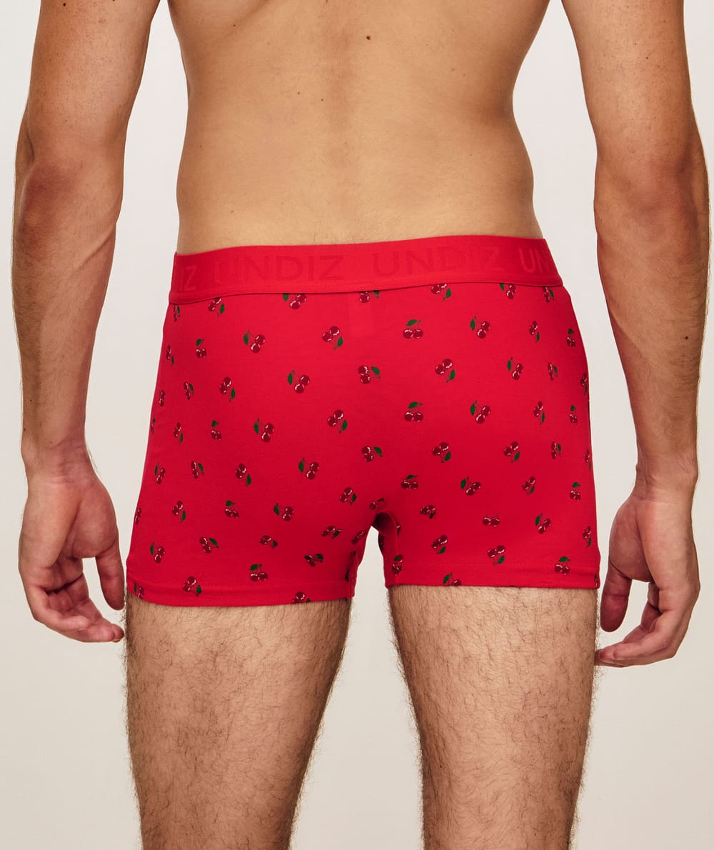 Printed cherry cotton shorts;