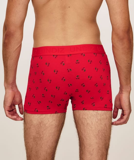 Printed cherry cotton shorts;