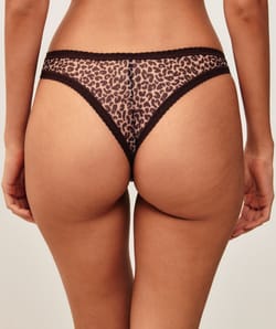 Mesh leopard print thong;