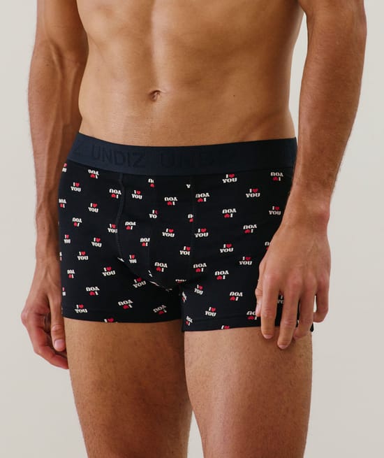 Cotton boxer I love you pattern;