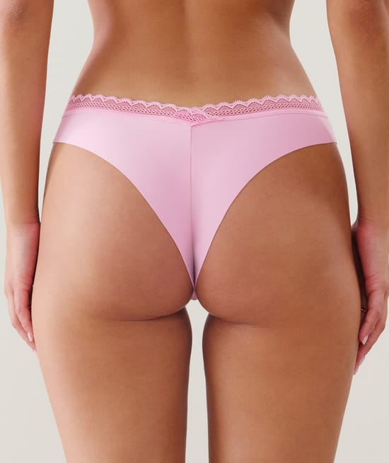 Tanga en microfibre et dentelle;