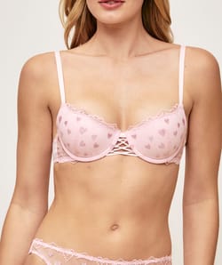 Soutien-gorge ampliforme en mesh broderies c&oelig;urs;