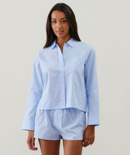 Camisa de rayas de algodón;
