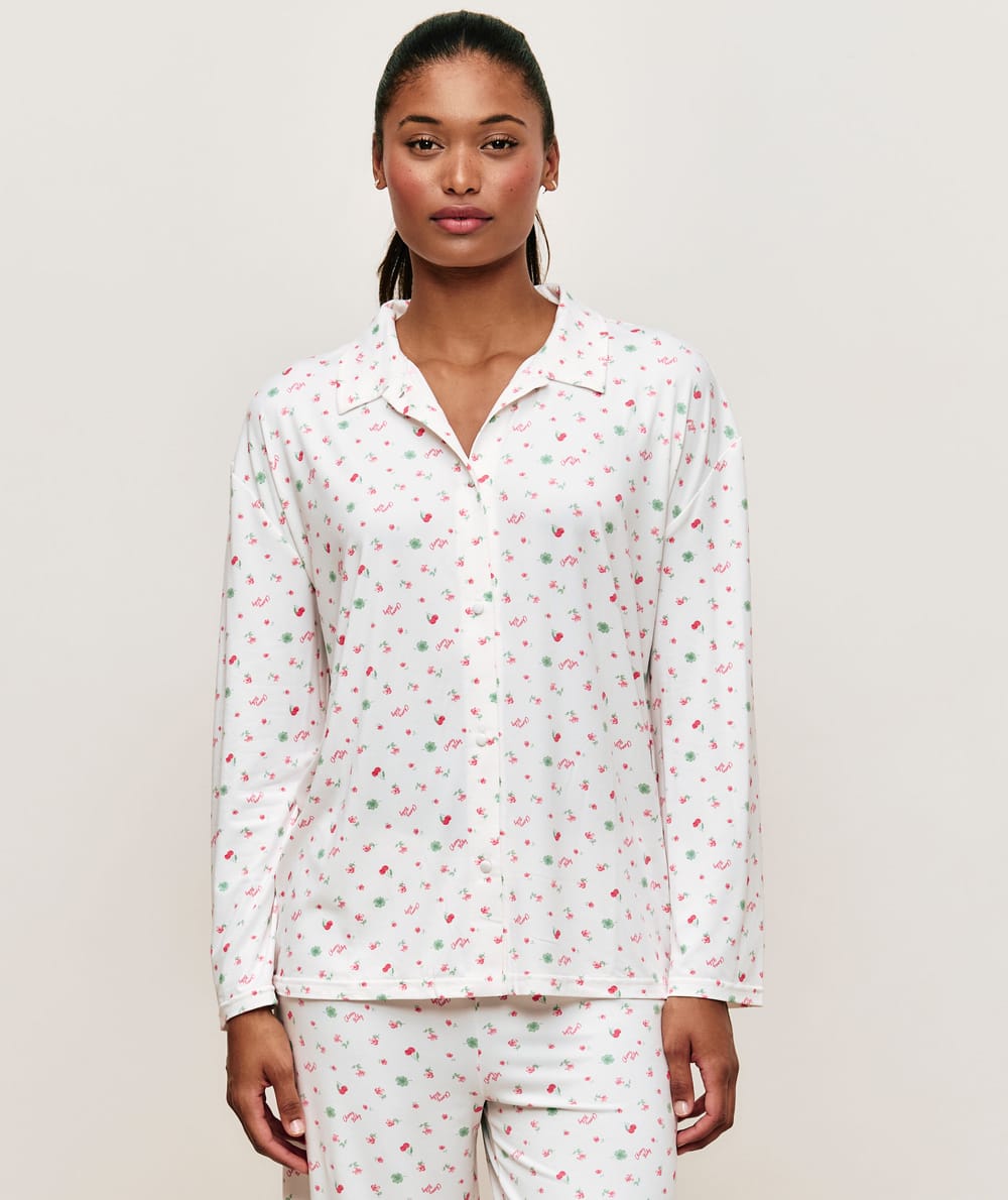 Patterned jersey pajama set;