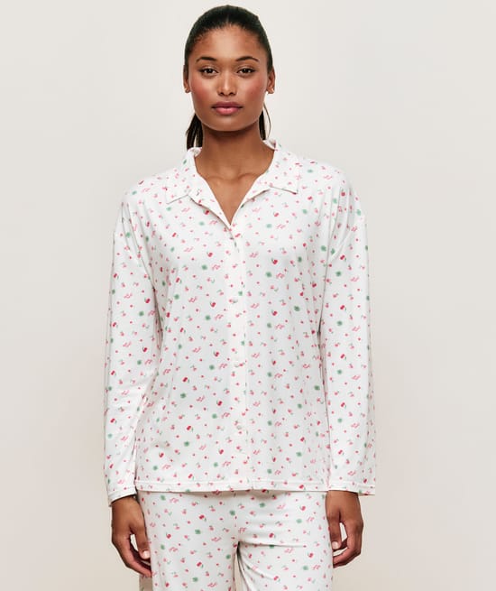 Patterned jersey pajama set;