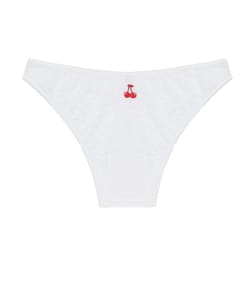 Lace brief with cherry embroidery;