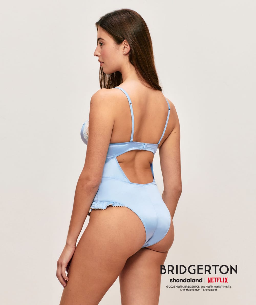 Bridgerton satin and lace bodysuit;