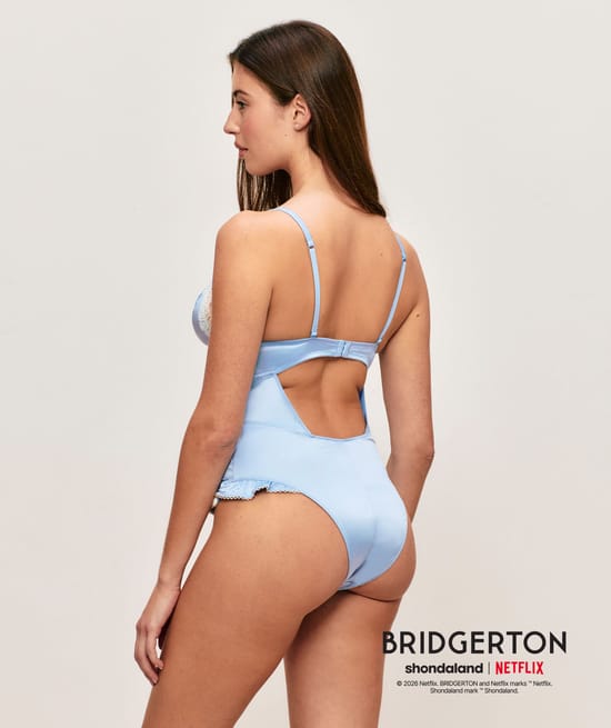 Bridgerton satin and lace bodysuit;