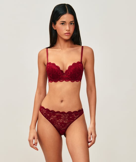 Soutien-gorge ampliforme en dentelle florale;