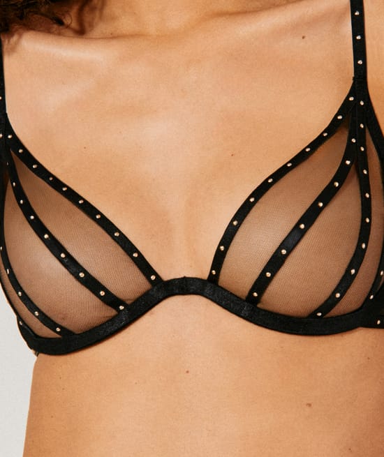 Mesh balconette bra;