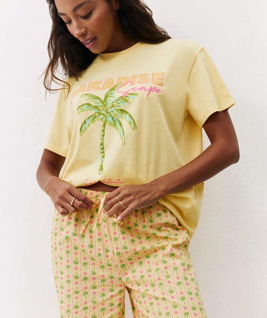 Pantalon droit à motifs;