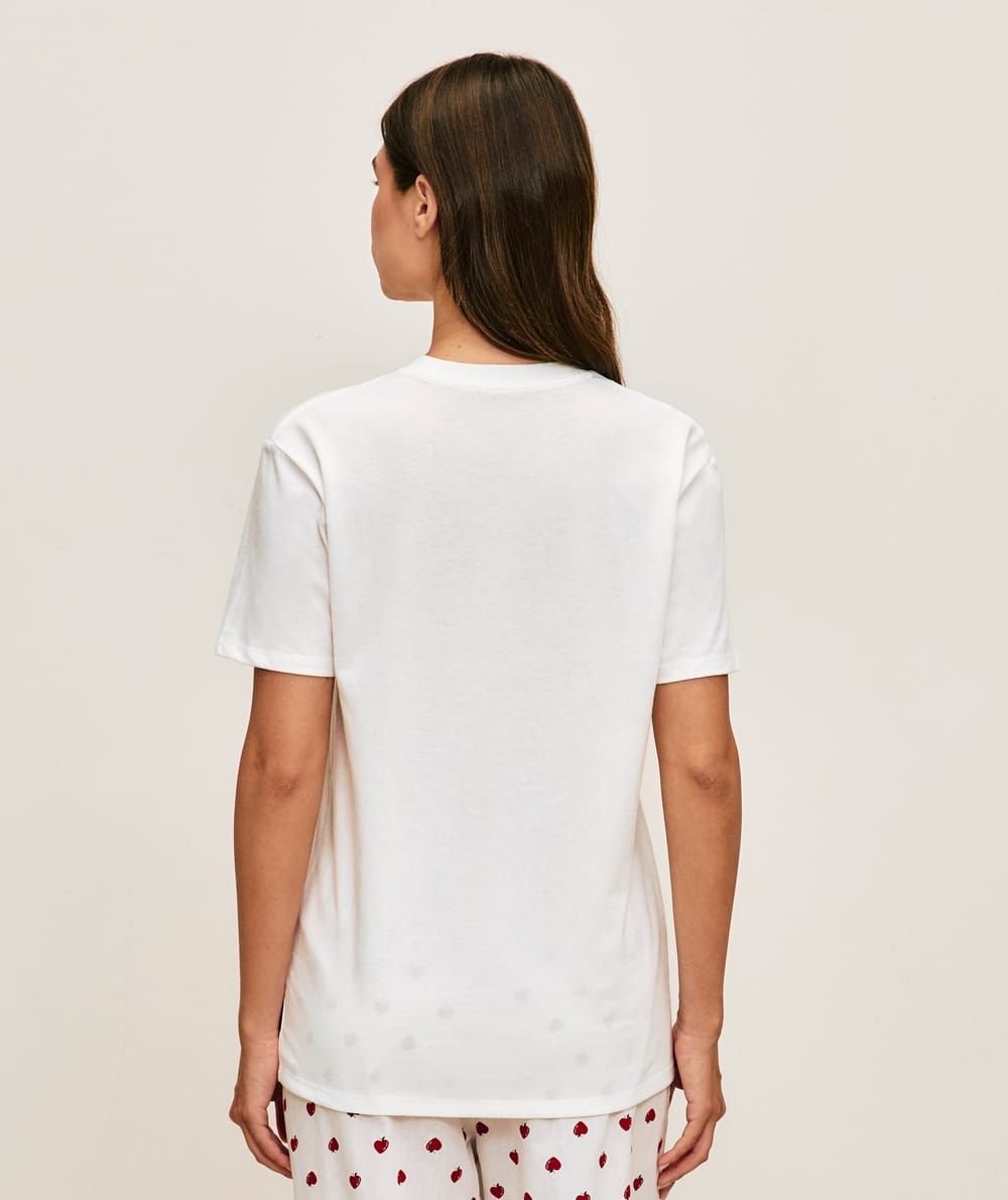 T-shirt l&eacute;ger en jersey imprim&eacute; pomme;