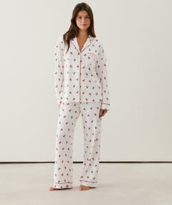 Ribbed jersey shirt with cherry print;