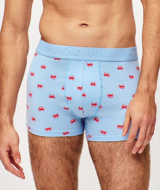 Cotton boxer shorts with crab pattern;