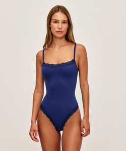 Microfiber and lace bodysuit;