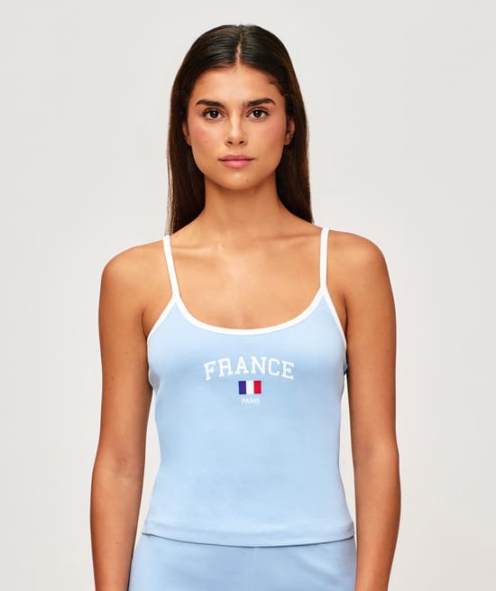 Sleeveless jersey top 'France';