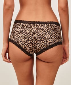 Shorty en microfibre et dentelle imprim&eacute; l&eacute;opard;