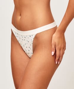 Cotton thong with floral pattern;