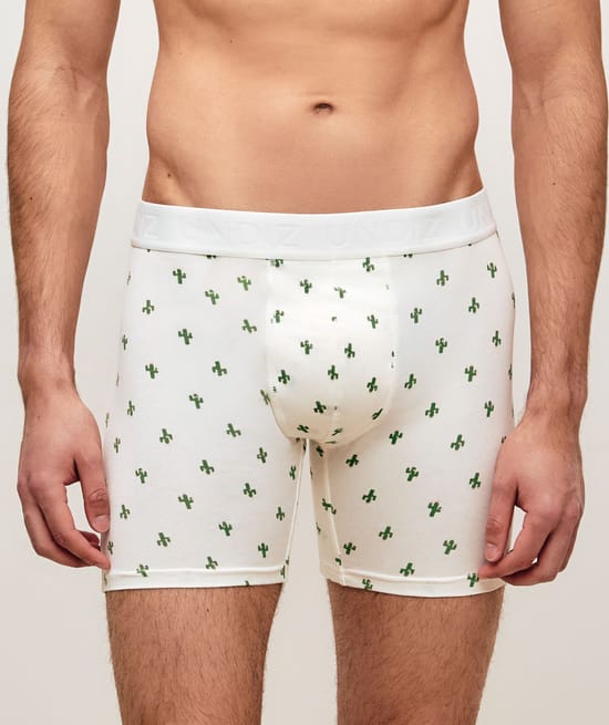 Boxer en coton avec imprim&eacute; cactus;