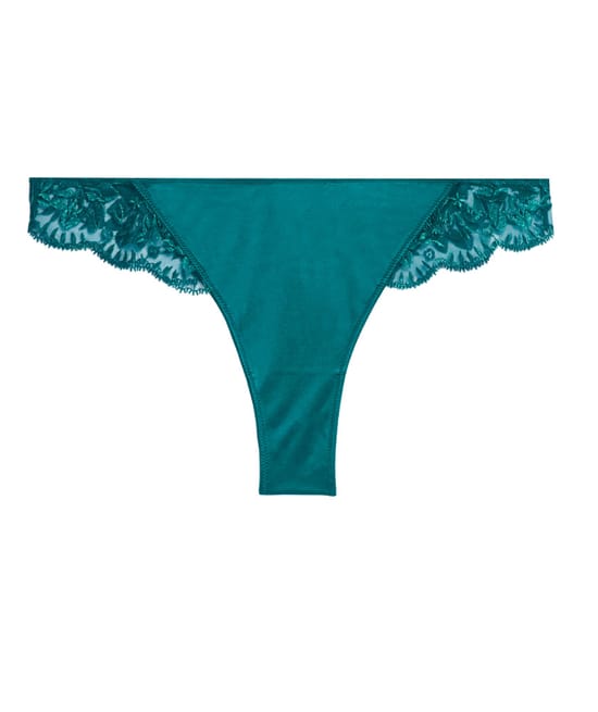 Tanga en microfibre avec broderies;