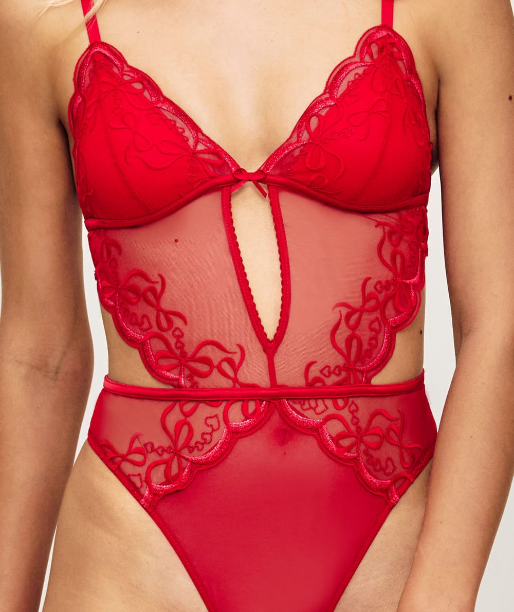 Body avec broderies nœuds et cœurs;