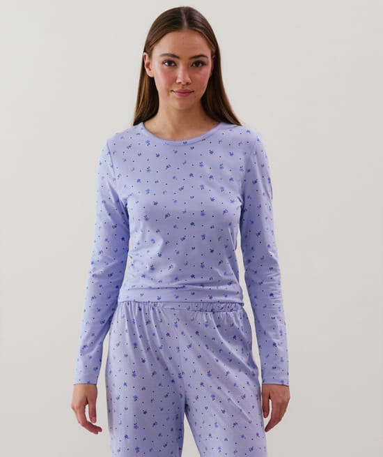 Top en jersey bleu ciel;