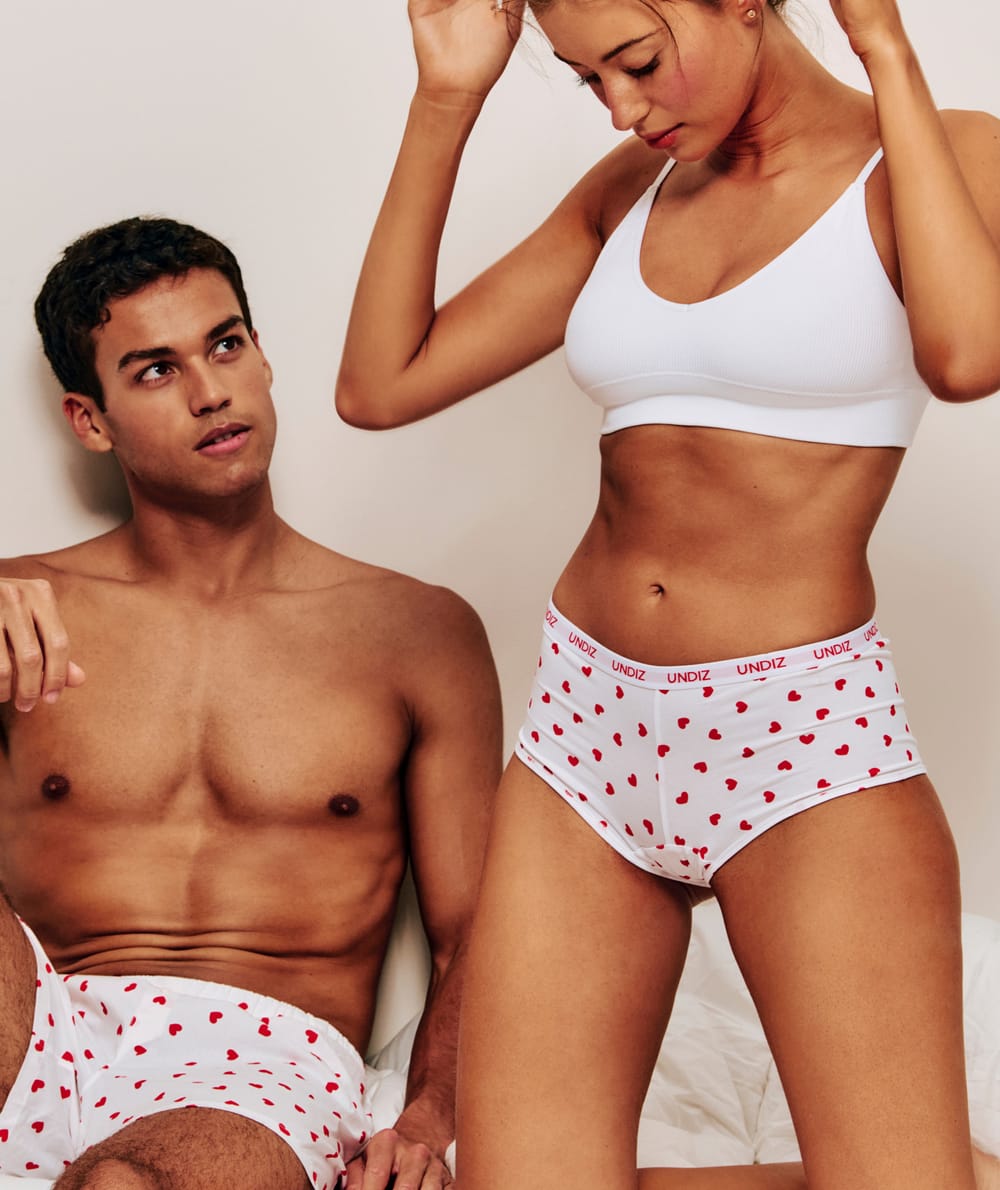 Shorty en coton à motifs coeurs;