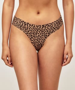 Leopard microfiber thong;