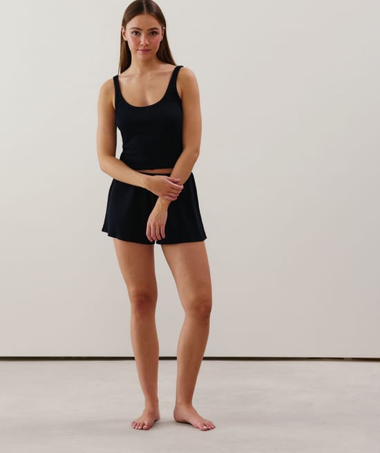 Ribbed jersey tank top - black;