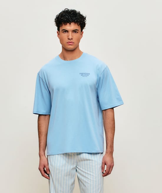 Geprinte katoenen T-shirt 'Paradise Island';