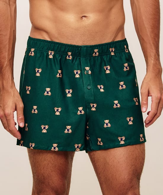 Bear printed cotton boxer;