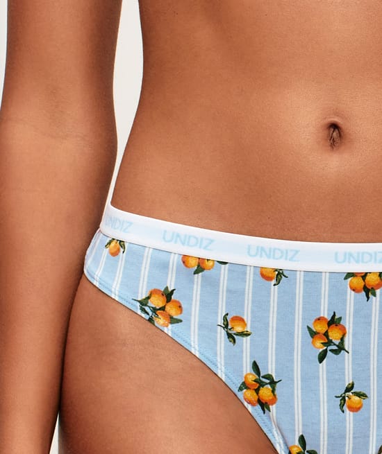 Striped cotton string with orange patterns;