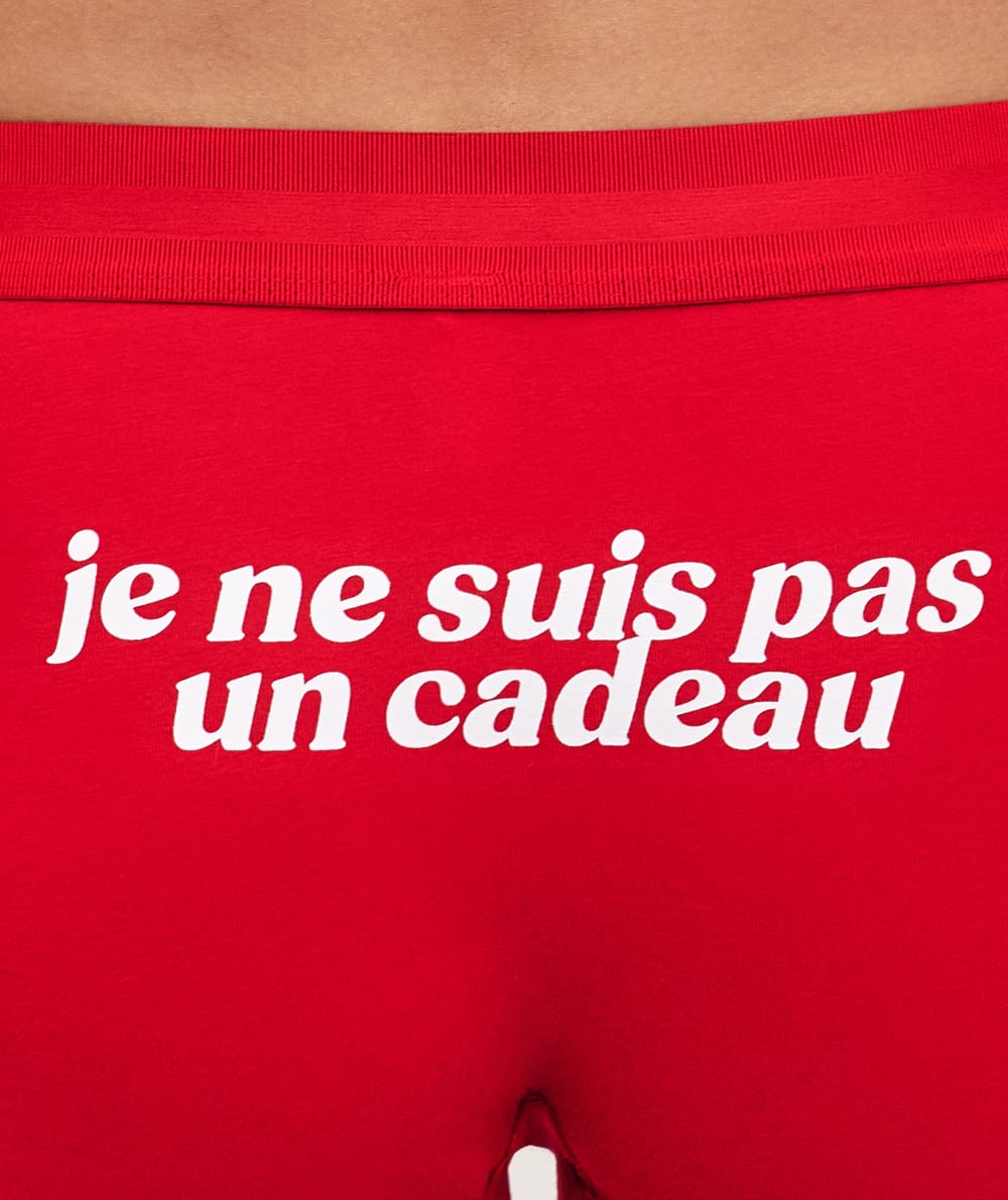Cotton boxer shorts with message;