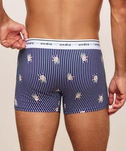 Striped cotton boxers with bear pattern;