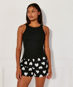 Short en coton imprimé coeurs;