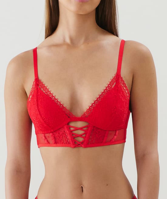 Lace triangle bra;