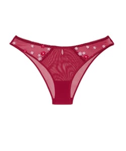 Brief with embroidered floral patterns;