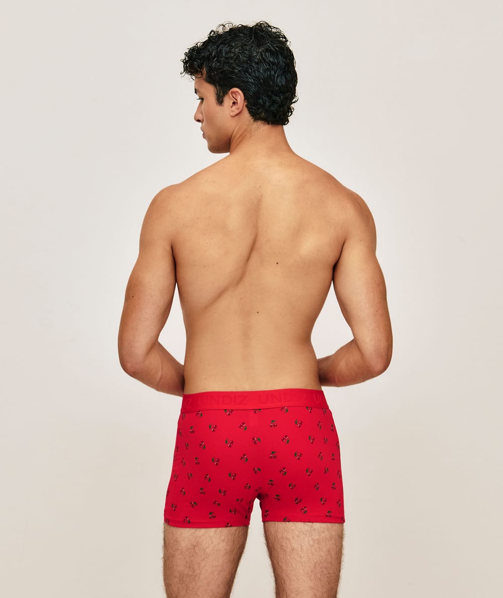Printed cherry cotton shorts;