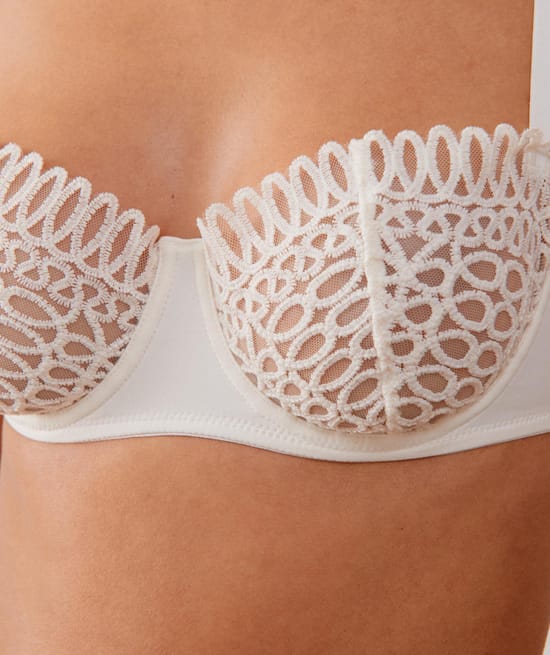 Embroidered basket bra;