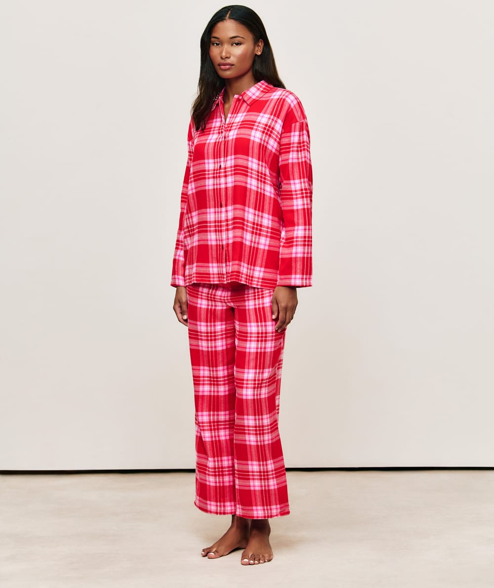Ensemble de pyjama à carreaux en flanelle;
