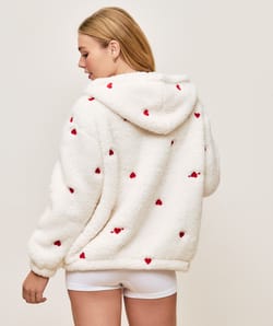 Fleece jacket with heart motifs;