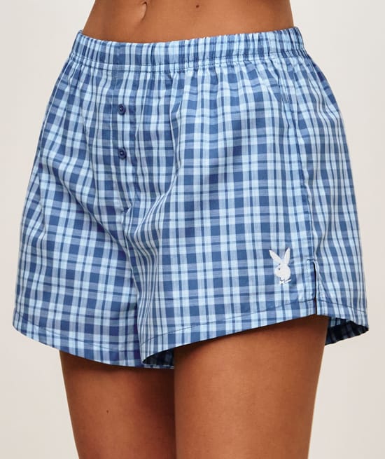 Pantalones cortos de algod&oacute;n con bordado de Playboy;