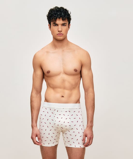 Boxer long en coton avec motif piments;